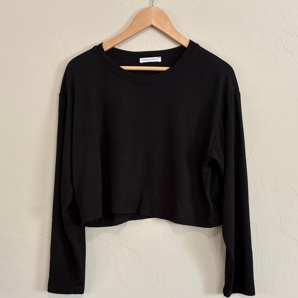 Wasabi + Mint Super Soft Black Cropped Long-Sleeve Top. New Without Tags!